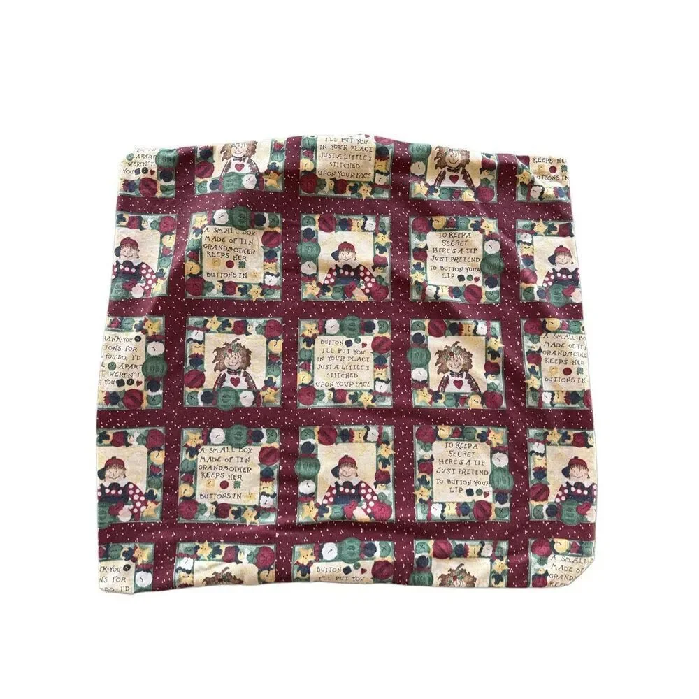 Raggedy Ann 90s cotton pillowcase single cover burgundy vintage